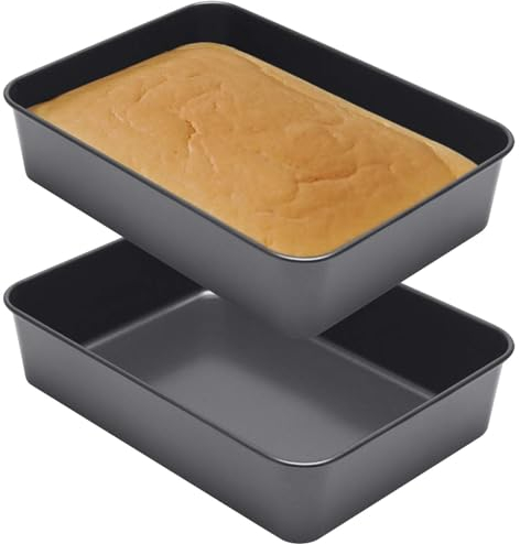 SPORWAY 2 mini bandejas antiadherentes para hornear, molde rectangular para pan de acero inoxidable, para tartas, apto para lavavajillas, 26 x 19 x 6 cm