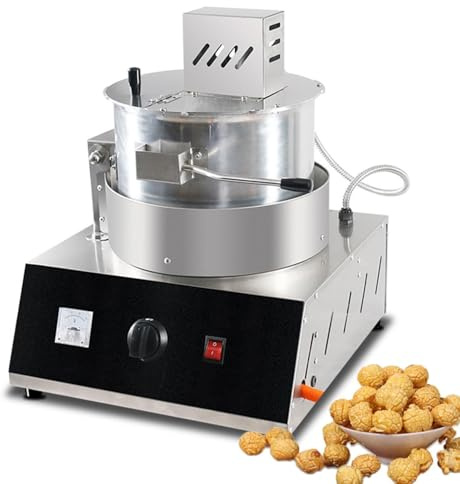 HLGKBY Commercial Popcorn Machine,350~500g/time/pot Gas Single Pot Popcorn Machine with Voltmeter,Home Automatic Stainless Steel Popcorn Making Machine