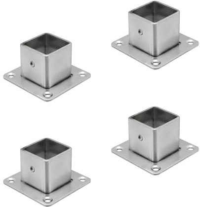 Yuqim Pfostensockel, quadratische Pfostenhalterungen, Pfostenanker, robuste Edelstahl-Pfostenstützen für Holzzaun, Geländer, Pfostenhalter (2,5 x 2,5 cm), 4 Stück
