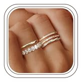 Dochais 5 stycken ringar guld kvinnor kvinnor 14k guld guldpläterad ring vattentät set gyllene ringar uttalande tumring fingerring stapelring zirkonia smal ring storlek 49–62, zirkon