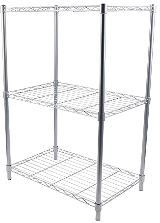 Qussse kökshylla stående hylla bakhylla 3 hyllor mikrovågsugnshållare metallhylla för kök badrum sovrum, 56 x 35 x 80 cm