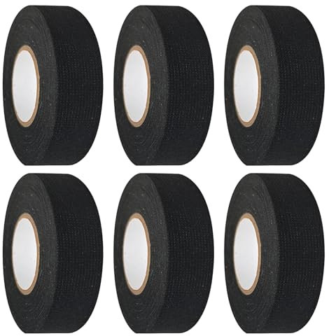6 unidades de cinta adhesiva negra aislante de 19 mm x 15 m, para arnés de cables y coche/moto