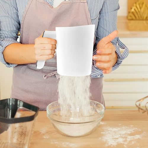 BAODBF Elektrisches Mehlsieb für Backen Plastik Handmehlsieb Große Kapazität Knopfsteuerung Automatisches Mehlsieb Geräuscharmes Elektrisches für Küche Gebäck