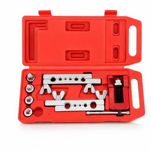 Terryshop74® Kit Cartellatrice e Svasatore per Tubi Rame 10 Pezzi con Valigetta – Set per Cartellatura e Allargatubi Manuale – Misure Metriche e in Pollici per Impianti Climatizzazione