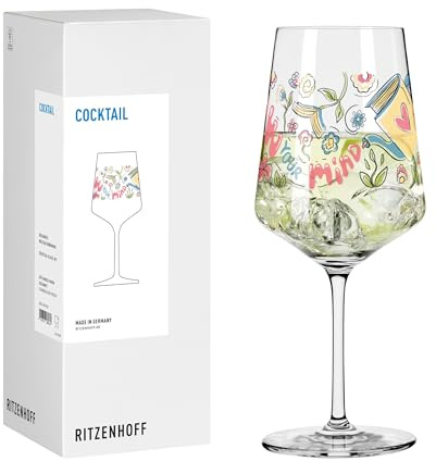 RITZENHOFF 8271002 Cocktail-Glas 500 ml - Serie Bücher -mit Spruch In Your Mind, bunt - Made in Germany
