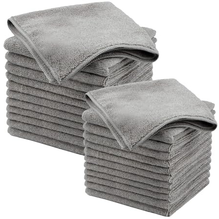 Uoxmiy 30 Pack Microfibre Cleaning Cloths,Reusable Lint Free Microfiber Cloths Scratch-Free 30x30CM 25x25CM,Micro Fiber Cleaning Supplies for Home Office Window Mirrors Cars