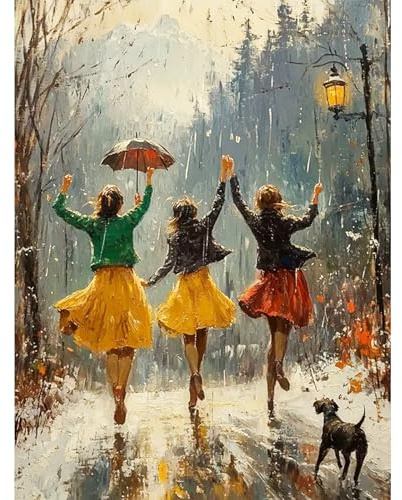HEIBAGO Fille Peinture par Numéros pour Adulte, DIY Peinture Acrylique Kit de Peintures à l'huile sur Toile par Numéro Huile Peintures à la Main avec Pinceaux Kits Artisanat 30x30cm