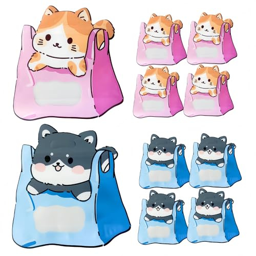 WACCOMT Pack Wiederverschließbare Stand-up Geschenktaschen 20x21cm | Klare Fenster, 20 Stück, Kunststoff Behandeln, 2 Farben muster, Lagerung Beutel, mit Griff, für Party Gunst