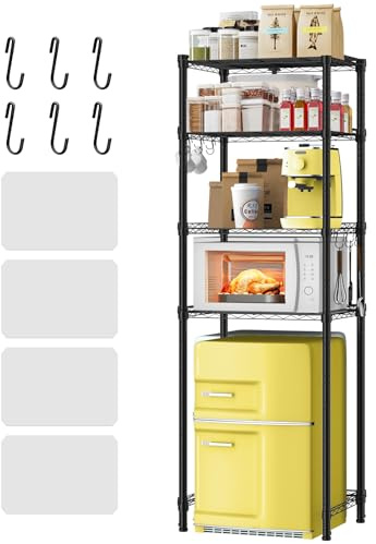 Wooruy Mini estante de 4 niveles para nevera de altura ajustable, organizador de mini refrigerador y soporte de microondas, estante de almacenamiento de metal para dormitorio, cocina, oficina, color