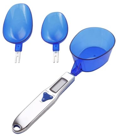 HOODANCOS Báscula Electrónica de Cocina Azul con Cuchara Medidora Digital Portátil para Alimentos Precisión Gramos Gramos Cocina