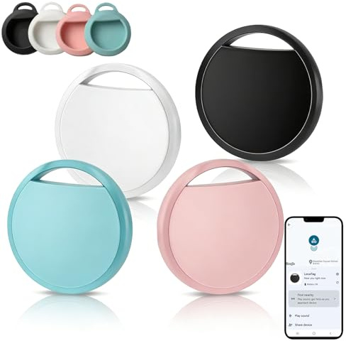 Android Tracker Tag (4 Pack) with 4 Protective Cases, Works with Google Find My Device, Bluetooth Key Finder, Item Locator for Wallet, Luggage, Keys, Compatible with Samsung Galaxy/Pixel Only Android