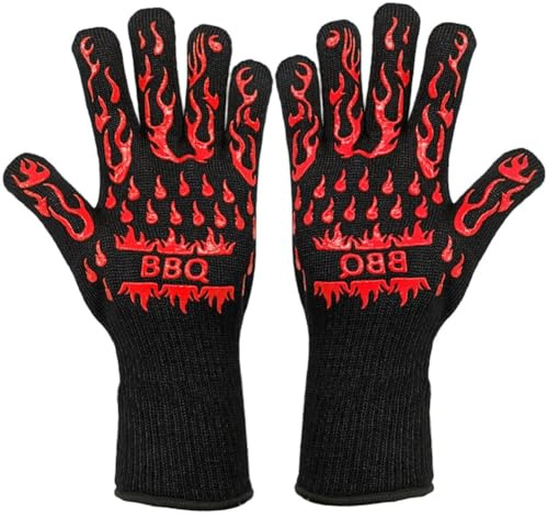 Lawnoval Lot de 2 gants de cuisson pour barbecue, chaleur jusqu'à 500, poignée en silicone, cuisine intérieure et extérieure, pâtisserie, camping, rouge