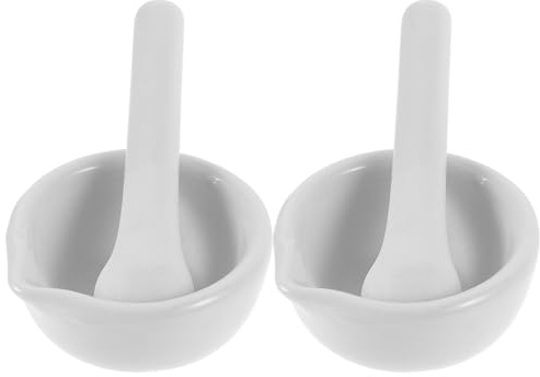 YARNOW Herramienta Manual de Porcelana para Moler Especias y Medicamentos, Mortero de Laboratorio de 60 MM, Juego de 2 Piezas para Uso Estilo Aleatorio