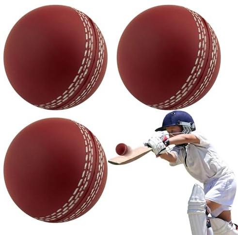Cricketboll – Mjukt PU-skum 7cm | Vindträningsboll Med Hög Elasticitet | Handsydda 3-pack Träningsbollar För Nybörjare Klubbträning Inomhus Utomhus Trädgård Strandspel