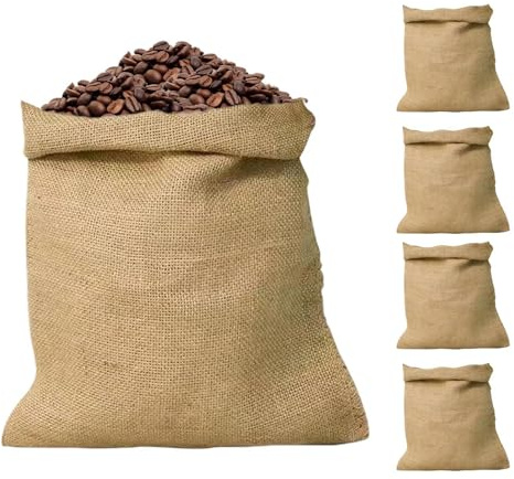 Jutesäckar 40 x 60 cm 5-pack Naturlig Andningsbar Organisatör | Jutesäckar för Potatis För morötter, frukt, bakgård, jord, sand, odling, plantering, skörd, lantbruk, , garage