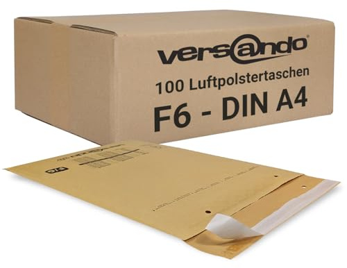 versando 100x F6 Luftpolsterumschläge Innenmaß 220 x 340 mm Außenmaß 240 x | 350 mm braun/goldgelb für DIN A4 / A5