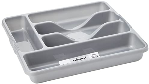 Wham Silver 5 Compartment Plastic Cutlery Holder Tray Drawer Organiser Rack