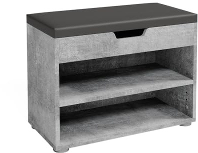 Vicco Schuhbank Rolfe, Beton, 60 x 45 cm | zur Aufbewahrung von Schuhen und kompatibel mit Rolfe Möbeln