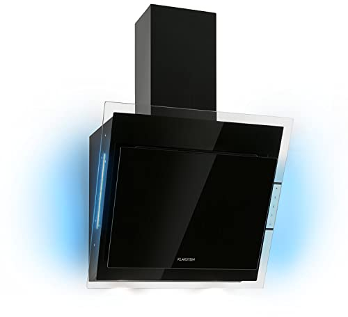 Klarstein Cappa aspirante, cappa aspirante 60 cm, cappa aspirante con filtro antigrasso, cappa aspirante per montaggio a parete, cappa aspirante con LED, cappa a testa 601 m³/h di scarico