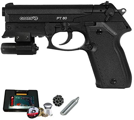GM PT-80 láser | Pack Pistola de balines (perdigones de Plomo) con maletín. Arma de Aire comprimido CO2 Calibre 4,5mm <3,5J