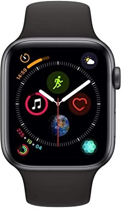 Apple Watch Series 4 (GPS, 44mm) - Space Gray Aluminum with Black Sport Band (Renewed)