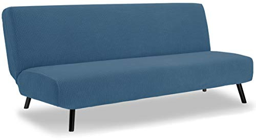 TIANSHU Sofabezug Ohne Armlehnen 3 Sitzers, Spandex Couchbezug Ohne Armlehne Elastischer Antirutsch Stretchhusse Komfort Stoff (3 Sitzers, Denim Blue)