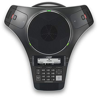VTech VCS712 ErisStation DECT 6.0 Wireless Conference Phone with 2 Wireless Mics, Full-Duplex Speakerphone, Orbitlink Technology, 150ft Range, Black