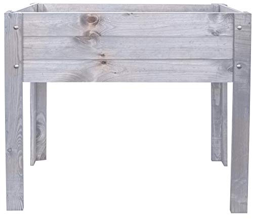 mgc24 Hochbeet Kiefernholz Grau, 80 x 37,6 x 78cm ohne Ablageboden | Stehender Pflanzkasten aus Holz, Für Garten/Terrasse/Balkon, vielseitig nutzbar, robust & stabil, einfache Montage