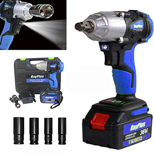 Akku Schlagschrauber 1/2 Zoll Set - 420Nm Drehschlagschrauber, 18V 6.0Ah Akku, LED-Arbeitslicht und 4 Stecknüsse - 14/17/19/22mm - Schlagschrauber mit 1 Akku