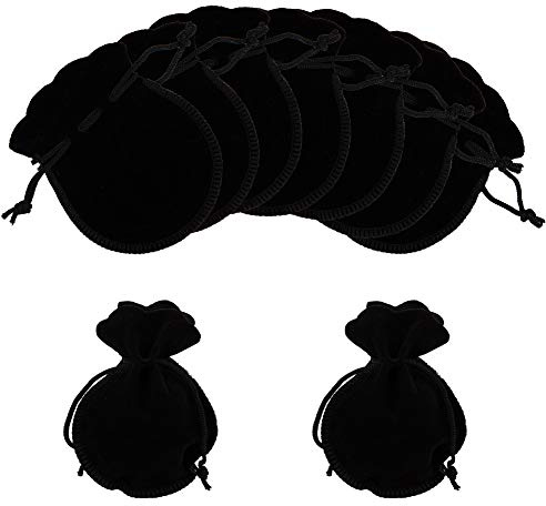 NBEADS 30 Stück Samt Stoff Kordelzug Taschen, Kalebasse Form Kordelzug Schmuckbeutel Kleine Süßigkeiten Geschenktüten Für Weihnachten Hochzeit Geburtstagsfeier Gefälligkeiten, Schwarz, 9x7 cm