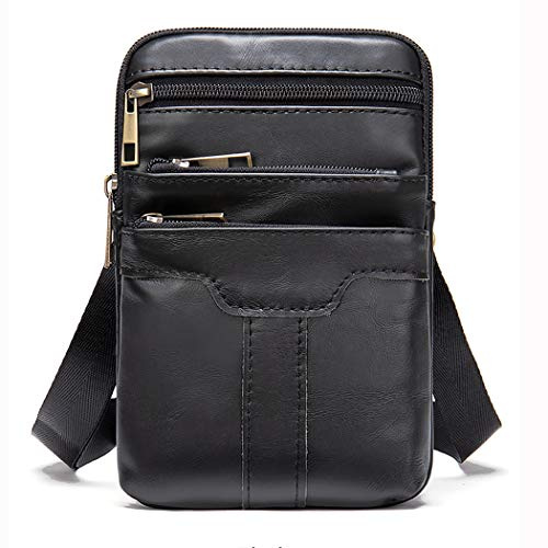 Handy Umhängetasche für Herren, Gürteltasche aus Leder, Braun, mehrere vertikale Taschen, Gürteltasche für Handy, Gürteltasche, Umhängetasche, Bauchtasche inkl