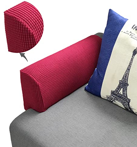 Sxspace Sofa Armrest Protectors for Armchairs, Sofas, Non-Slip Armchair, 2PCS/Set Fleece Premium Armrest Covers Stretchy Chair Sofa Couch Arm Protector Stretch Fit (Wine Red)