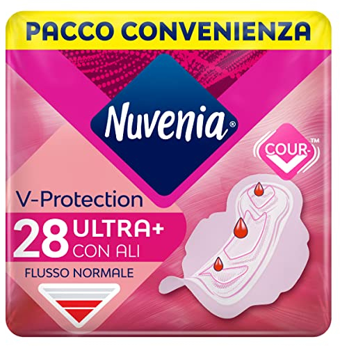 Nuvenia - Assorbente Normal Ultra con Ali - Superficie Traspirante e Assorbenza Rapida - Confezione da 28 Assorbenti