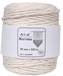 NAJDER Corde Macramé en Coton Naturel Non Coloré, Bobine de Fil Macramé 5 mm, Longueur: 100 m, Artisanat, Capteur de Rêves, Pot Suspendu, Décoration Boho