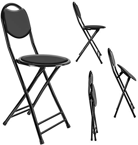 Xample® Heavy Duty Padded Folding Stool With Back - Compact Round Seat For Home, Schools, Events, Hall Guest Seating - Load Bearing Chair