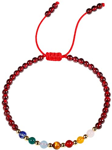Jewboo 7 Chakra Healing Crystals Bracelets for Women,Garnet
