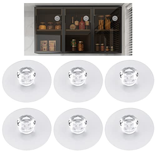 MOROBOR Transparente Schrank-/Schubladenknäufe, selbstklebend, Diamant-Kristall, ohne Bohren, Acryl, selbstklebende Knöpfe für Fenster, Kleiderschrank, Küchenschrank, 6 Stück