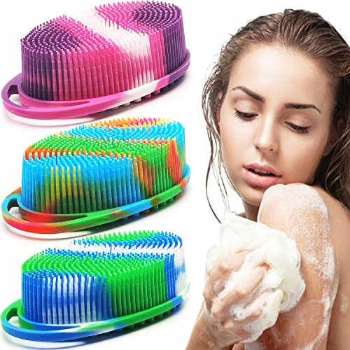 Esponja corporal de silicona, esponja corporal de silicona, cepillo de baño de silicona, cepillo exfoliante para baño para niños y adultos, todo tipo de piel, paquete de 3