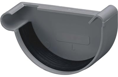 INEFA Terminale grondaia semicircolare, sinistra 100mm Antracite PVC | Terminale per sistemi di grondaie semicircolari, smaltimento acque piovane, montaggio a incastro facile senza attrezzi