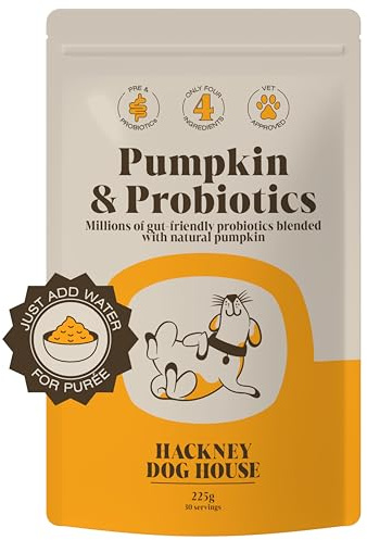 Probiotics & Pumpkin Powder for Dogs 225g | Gut Health | Hackney Dog House | 45 daily servings. Real pumpkin purée powder with a pre & probiotic blend for gut health. Made in the UK.
