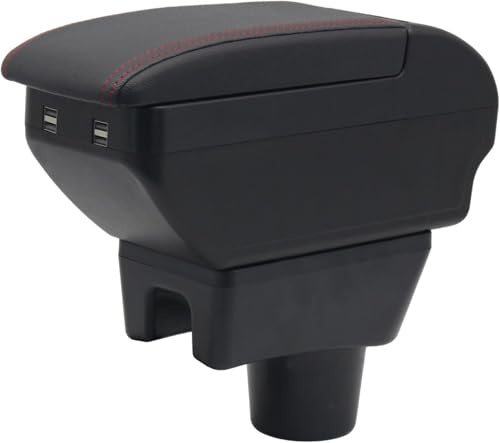 KAERGK Doppelschicht Armlehne Box Für Mitsubishi Mirage Attraction Space Star 2014-2023 Mittelkonsole Aufbewahrungsbox mit 4 USB Port Cup Halter Armlehne Zubehör Schwarz