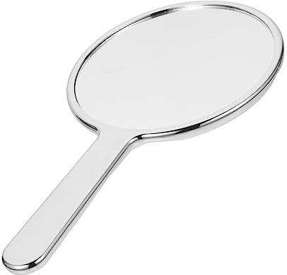 Beatifufu Tragbarer Runder Kosmetikspiegel aus Aluminium und Glas, Silber | Handspiegel für Reise, Kompakt mit Ergonomischem Griff, Hohe Definition, für Damen und Herren