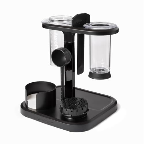 AeroPress Organizer Stand, Compact Coffee Maker Storage, Clear, XL, Ideal Coffee Caddy Station, Slip-Free, Black