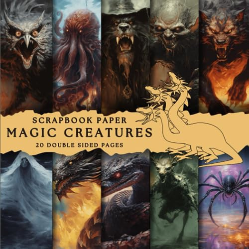Magic creatures scrapbook paper, 8.5x8.5, 10 Designs, 20 Double-Sided Sheets: Mythical Scrapbooking Paper for Junk Journals, Decorative craft Paper ... & Mixed Media, Origami, Collage & Card Making