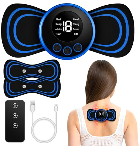 Flintronic Mini massaggiatore cervicale, 2 pezzi, portatile e ricaricabile, senza fili, per tutto il corpo, massaggiatore cervicale a microcorrente EMS per braccia, schiena, vita e gambe [con