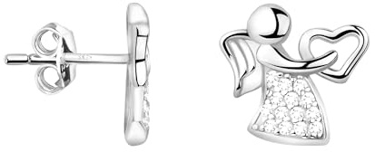 SOFIA MILANI - Damen Ohrringe 925 Silber - mit Zirkonia Steinen - Engel Herz Ohrstecker