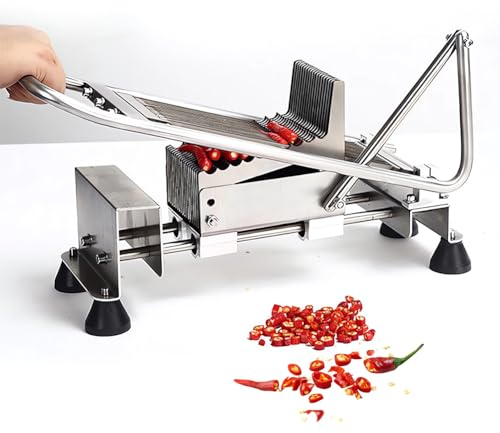 QUTBAG Hachoir à légumes Manuel, Hachoir à poivrons Rouges en Acier Inoxydable avec Lame de 240 mm de Longueur, Outil de Coupe de Cuisine Professionnel pour Maison, Cuisine en Plein air, Camping