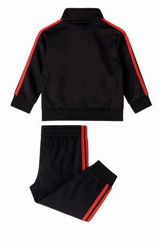 adidas pojkar 2 delar Classic Tricot Track SetTrack byxor, Svart med ljusröd, 2T