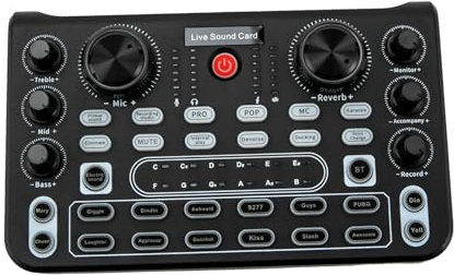 Scheda audio dal vivo, compatibile con computer, telefoni cellulari, microfoni a condensatore, 3 metodi di alimentazione, scheda audio per YouTube, TikTok Live Broadcasting