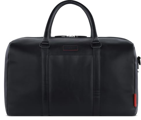 bugatti Clark Reisetasche aus Rindleder, Weekender und Gymtasche für Sport und Freizeit, schwarz